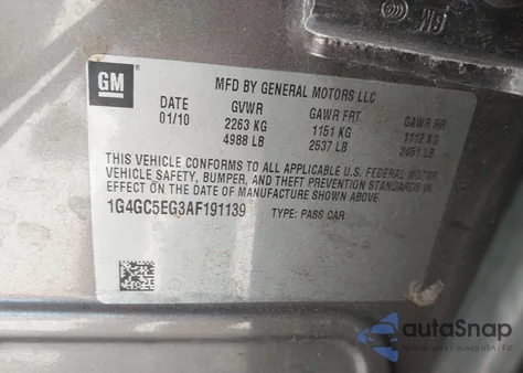 2010 Buick Lacrosse Cxl z USA, uszkodzony, nr VIN 1G4GC5EG3AF191139